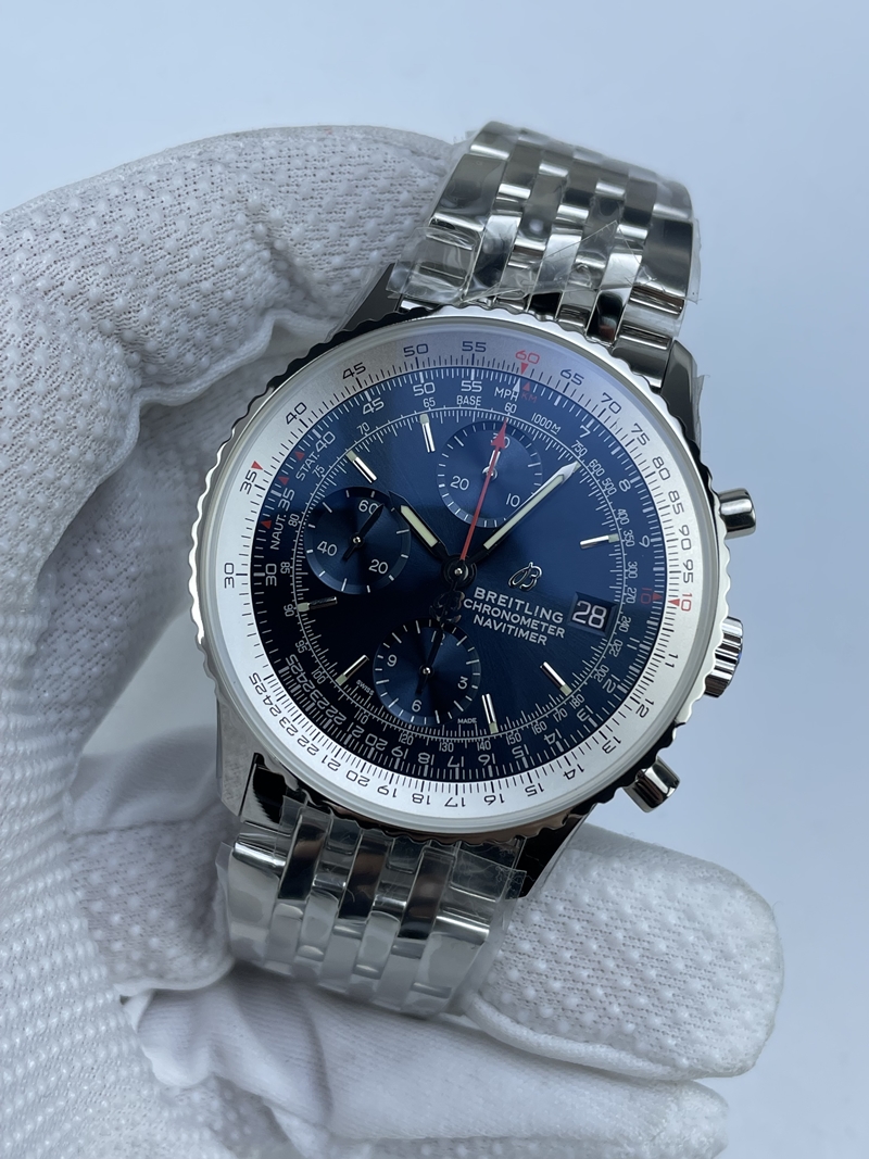 (준비완료/특급배송)NO.2582/ KOR공장 브라이틀링 네비타이머 41MM 블루 브슬+가죽 A13324121C1A1